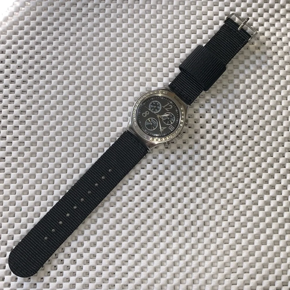 Black Watch Band (Strap Only) - fits Swatch New Gent model